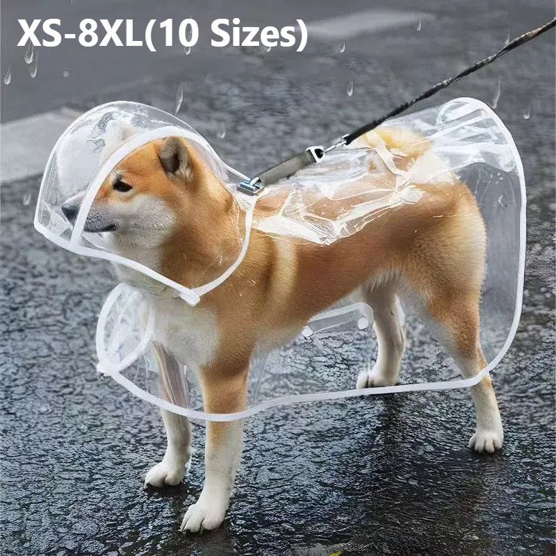 Dog Raincoat - XS-8XL Pet Yağmurluk Şeffaf Köpek Yağmurluk